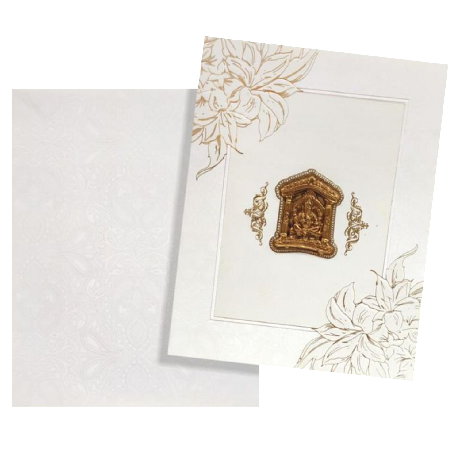 Dazzling Floral Design With White Shading Wedding Card - KNK3503