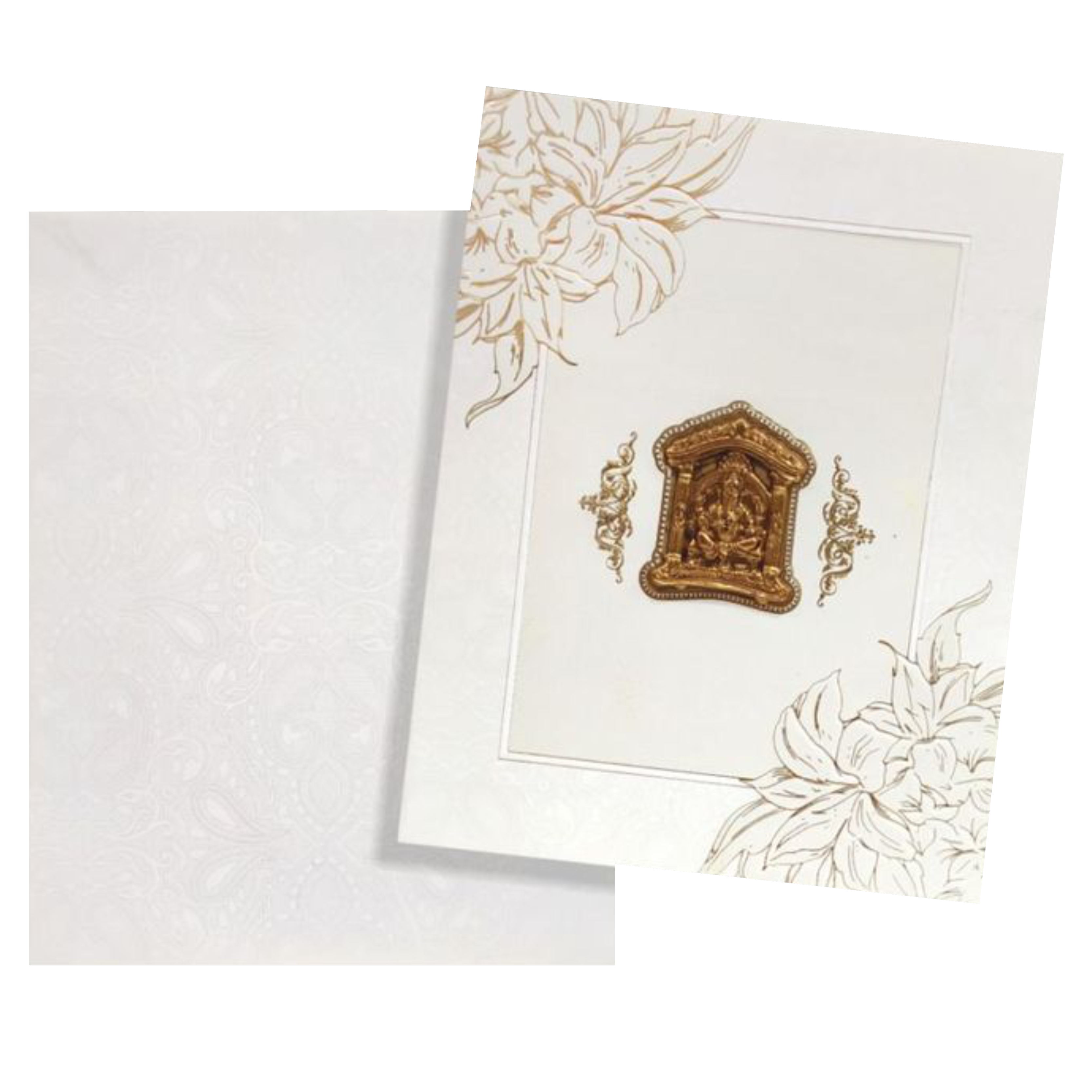 Dazzling Floral Design With White Shading Wedding Card - KNK3503