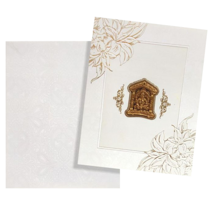 Dazzling Floral Design With White Shading Wedding Card - KNK3503