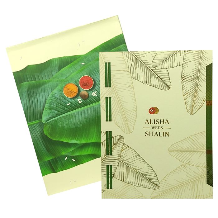 Cream Leaf South Wedding Invitation Card-King of Cards