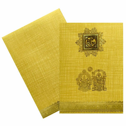 Brown Gold Metallic Invite With Balaji And Padmavathi Print-KNCM22NB-King of Cards