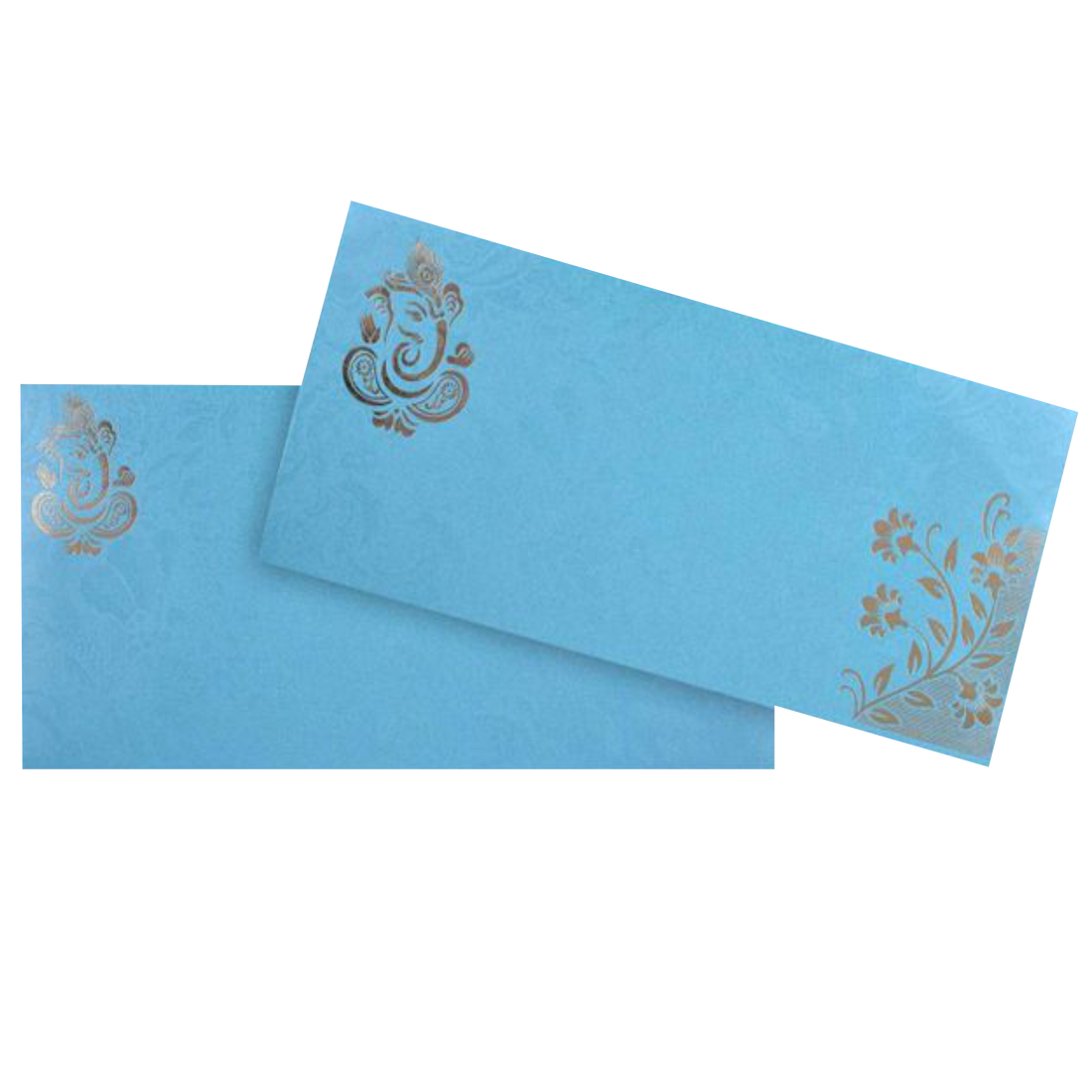 Light Blue Floral Metallic Invitation Card