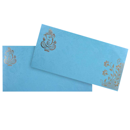Light Blue Floral Metallic Invitation Card