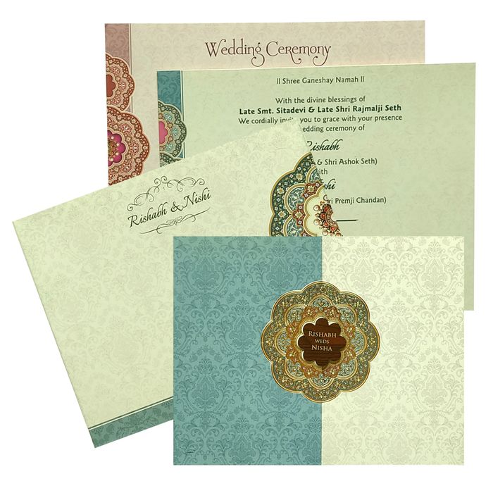 Blue White Door Invitation Card-King of Cards