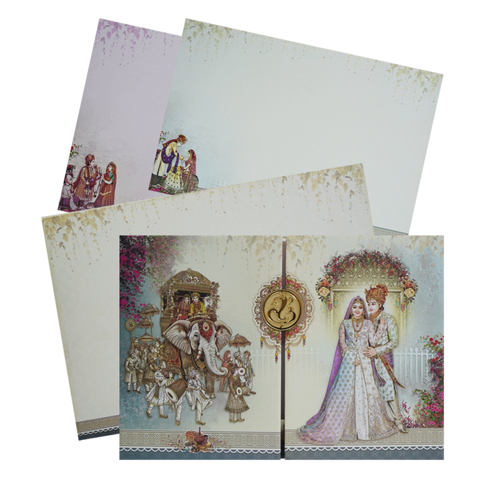 Lime Yellow Door Padded Wedding Card Design-King of Cards