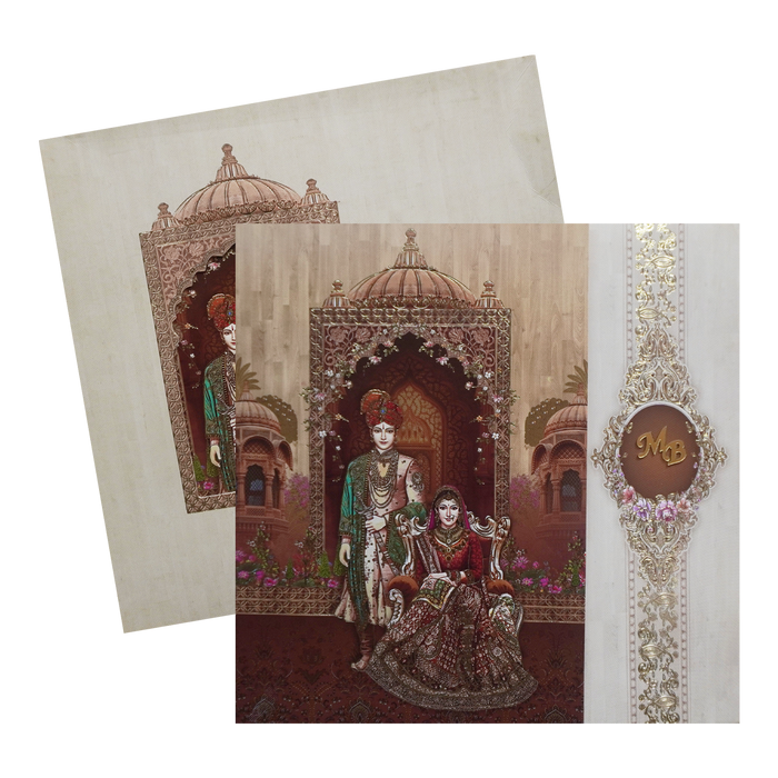 Royal Laser cut with Bride Groom Invitation-King of Cards