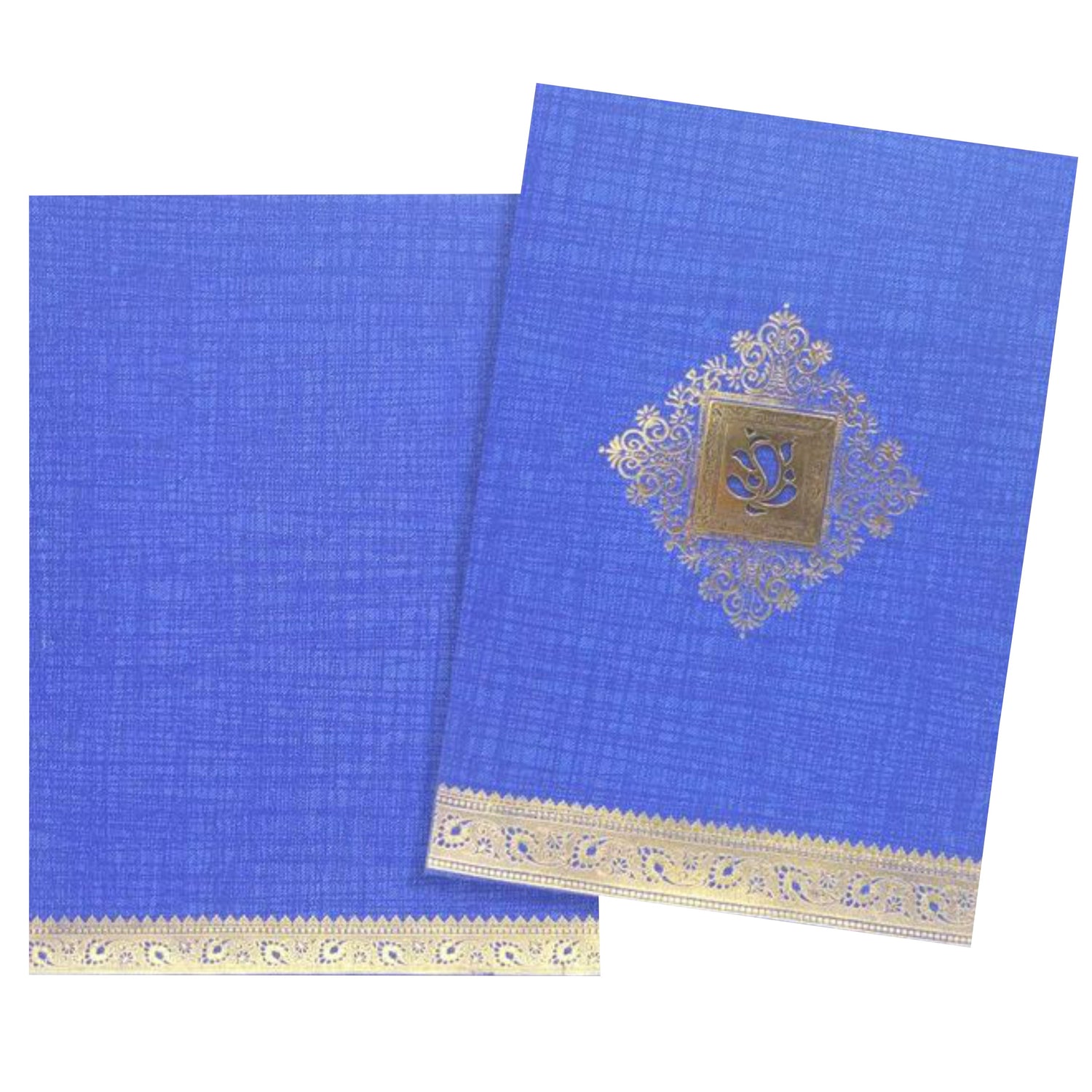 Alluring Blue Shading With Gold foiling Floral Theme Wedding Card-KNCM15BL