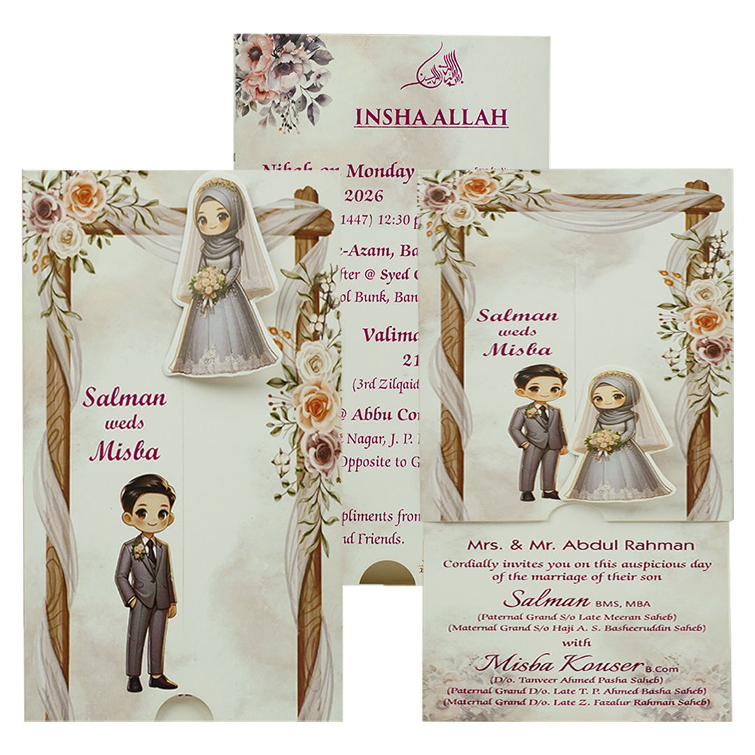 Floral Toran Couple Slide Invitation Card-KNKSP757