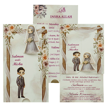 Floral Toran Couple Slide Invitation Card-KNKSP757