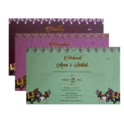 Mauve Purple Royal Wedding Card-KVN07270