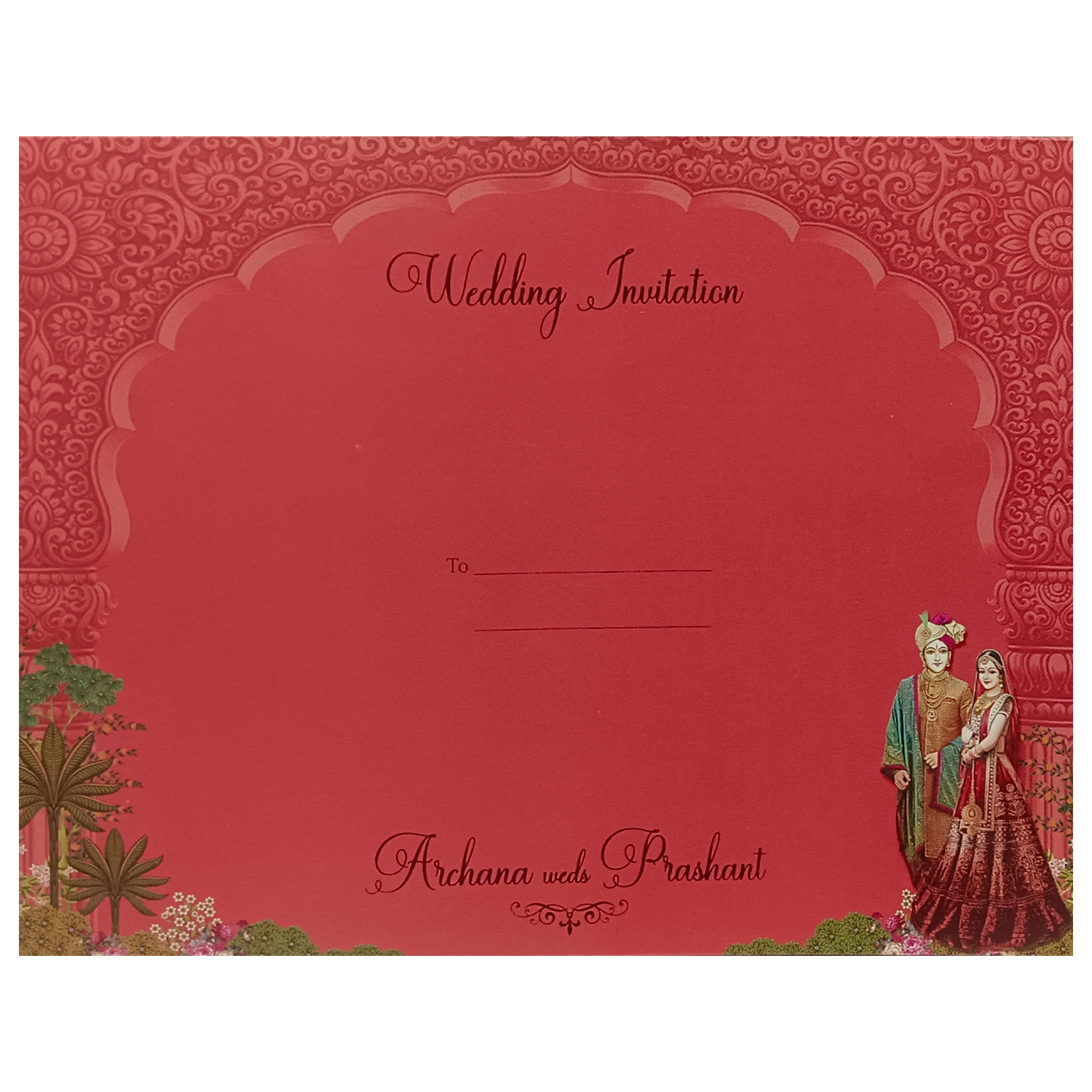 Red Padded Wedding Card-KSI12100