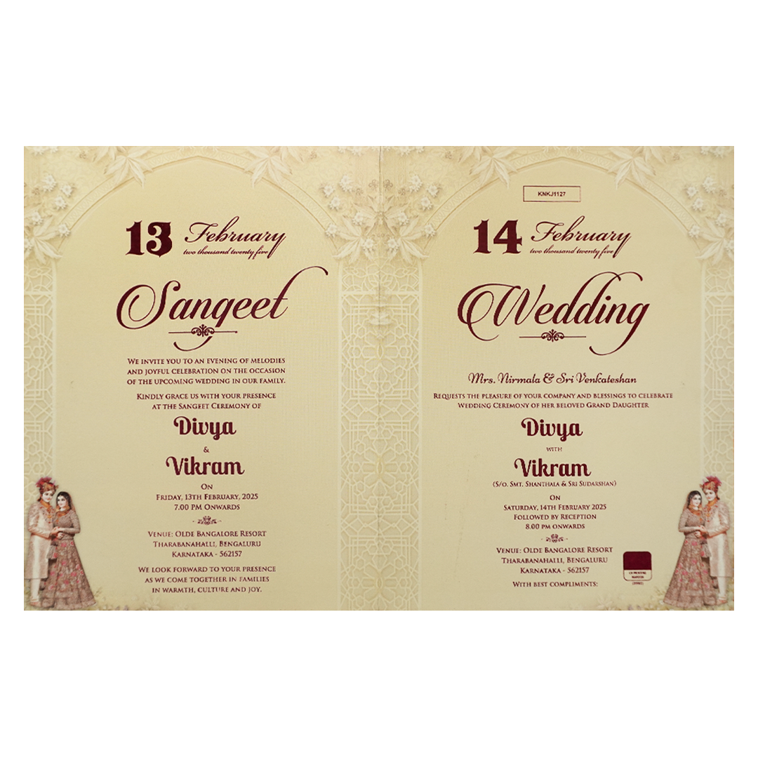 Royal Yellow Ganesha Couple Wedding Card-KNKJ1127