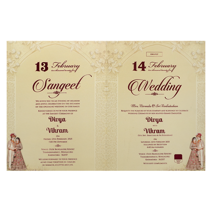 Royal Yellow Ganesha Couple Wedding Card-KNKJ1127