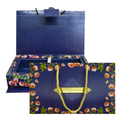 Navy Blue Floral Wedding Box-KRC30010