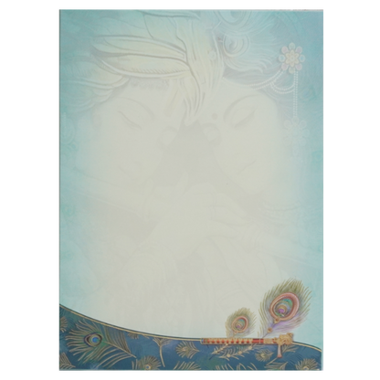 Green Radha Krishna Padded Wedding Card-KAC05540