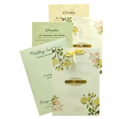 Green Floral Nameplate Invitation Card-King of Cards