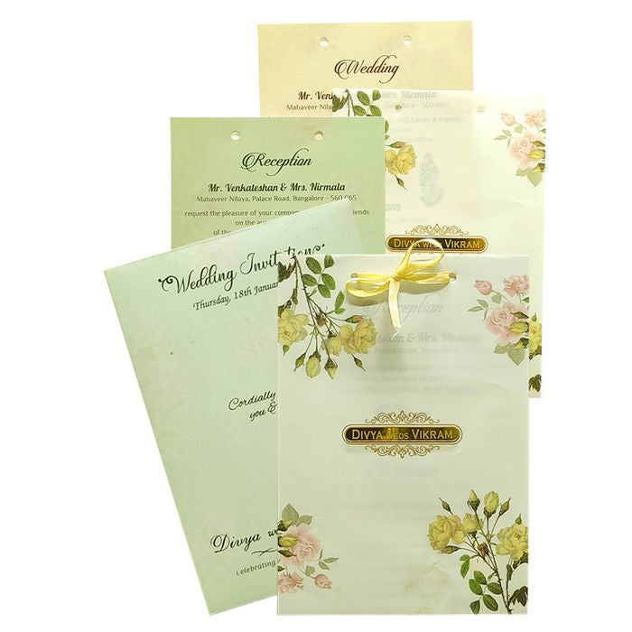 Green Floral Nameplate Invitation Card-KNCY6605G