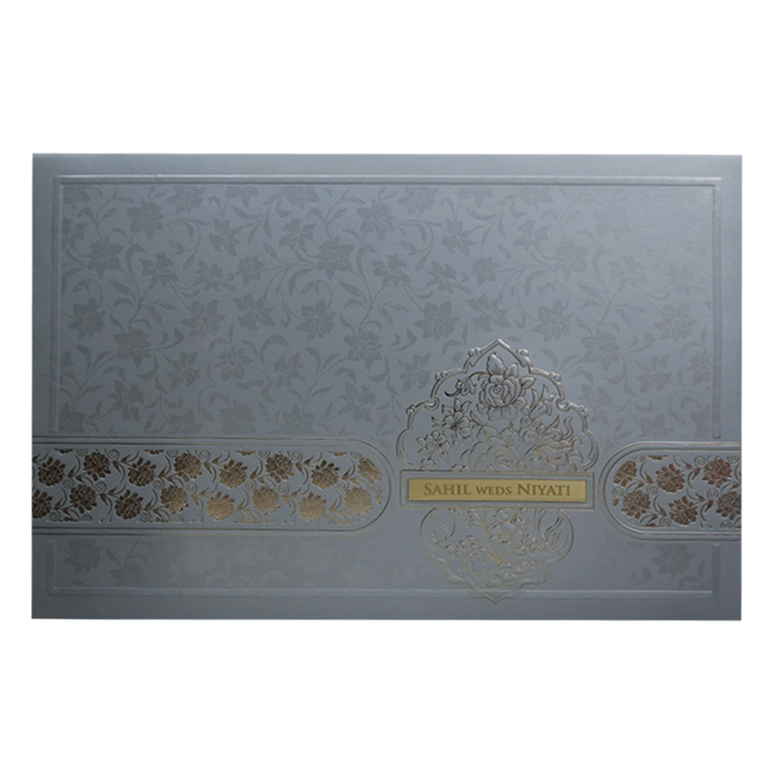Grey Floral Marriage Invitation-King of Cards