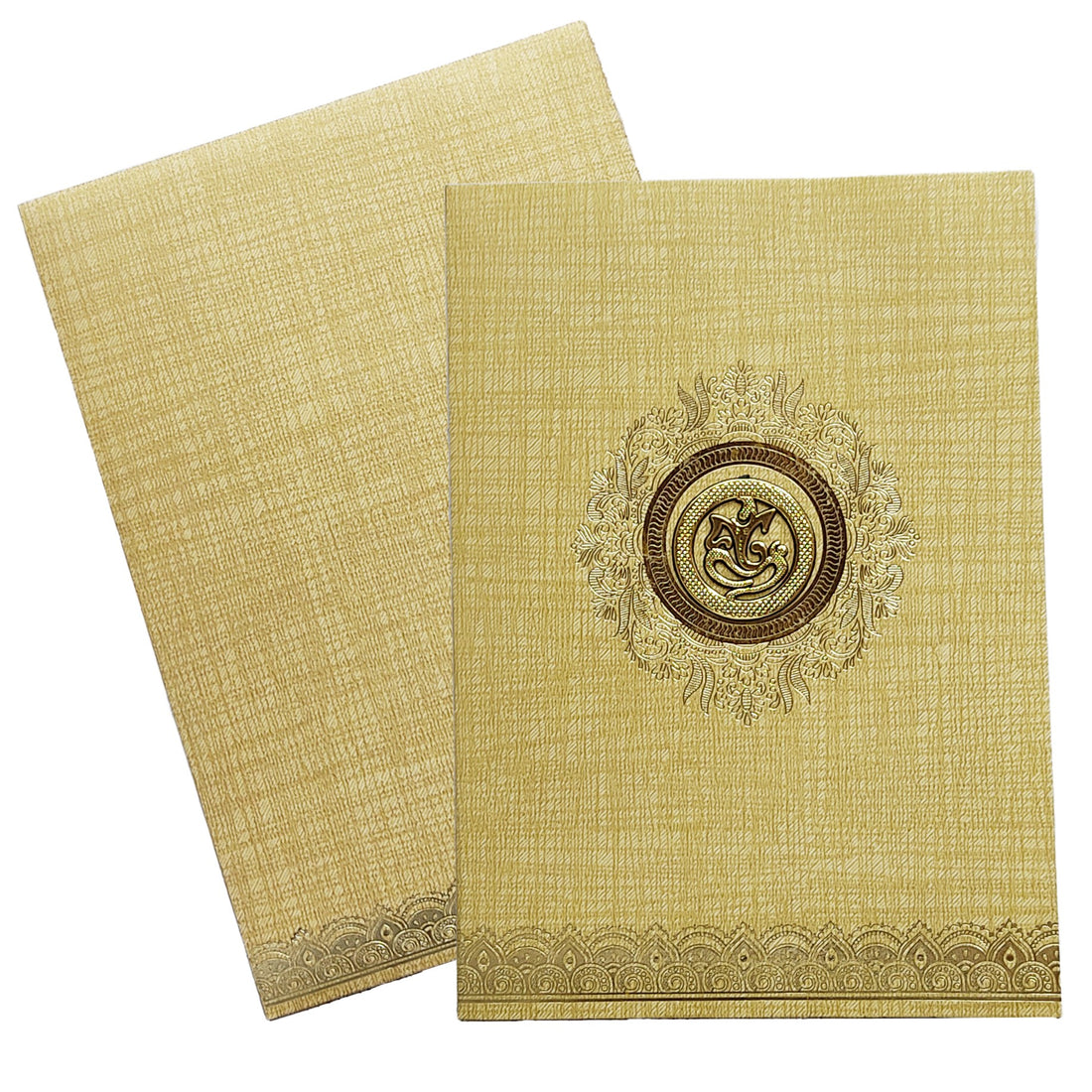 Brown Gold Metallic Gold Foiling Design With Floral Lace-KNCM16BR