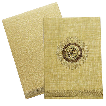 Brown Gold Metallic Gold Foiling Design With Floral Lace-KNCM16BR