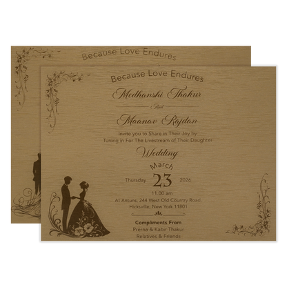 Gold Floral Diagonal Padded Wedding Card-KSSC2120