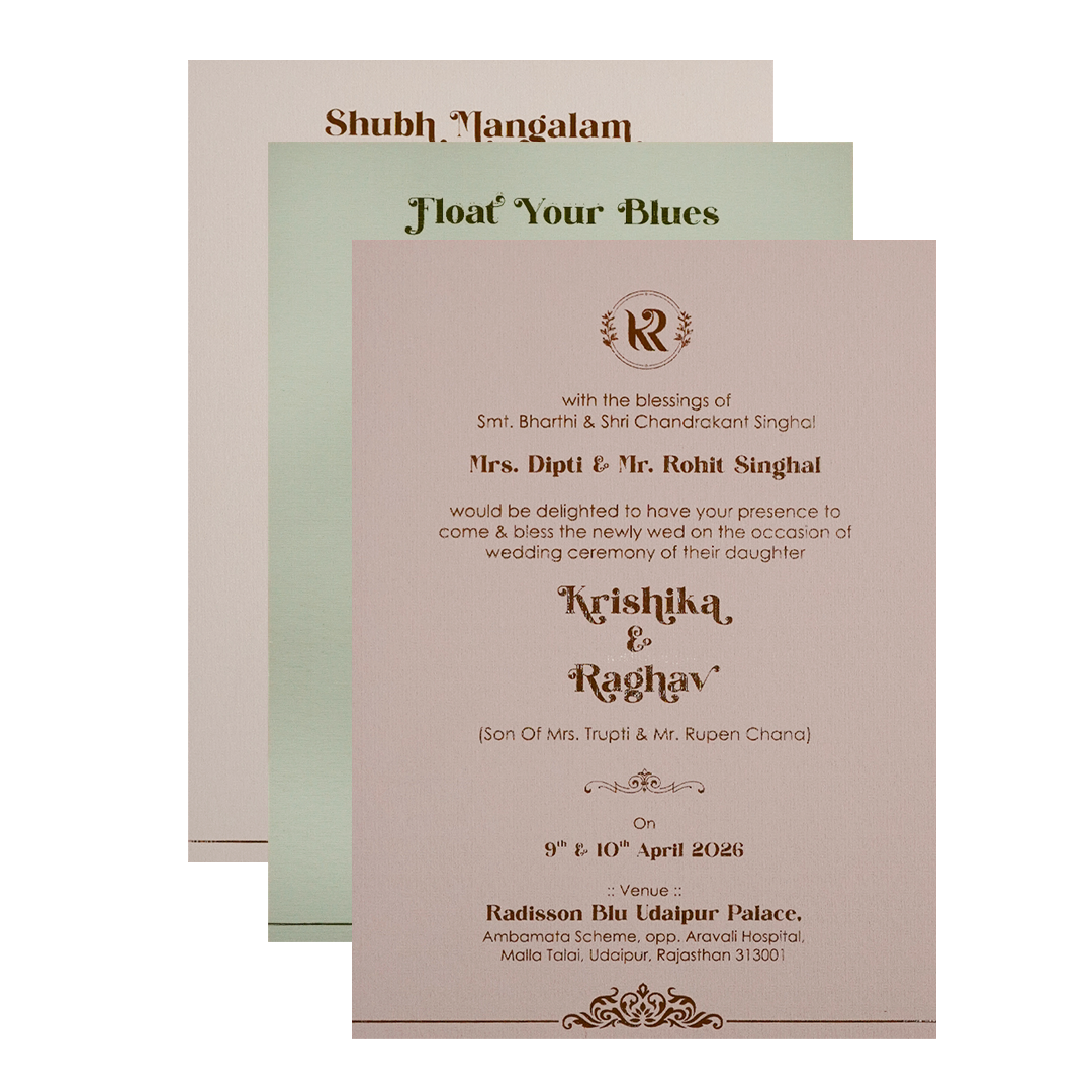 Lavender Gold Arch Floral Padded Wedding Card-KSI64490