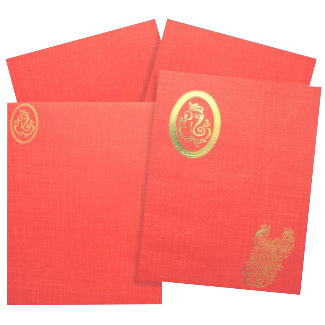 Royal Blue Ganesha With Peacock Wedding Card-KNK50051