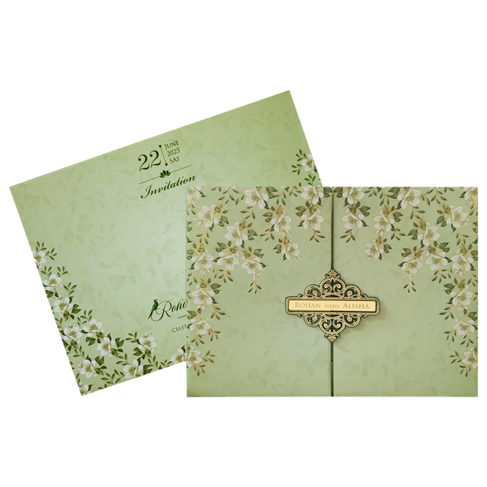 Green Floral Door Padded Marriage Card-King of Cards