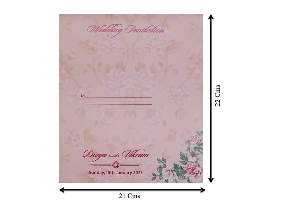 Peach Floral Laser Cut Oval MDF Board Wedding Card-KNKA8060