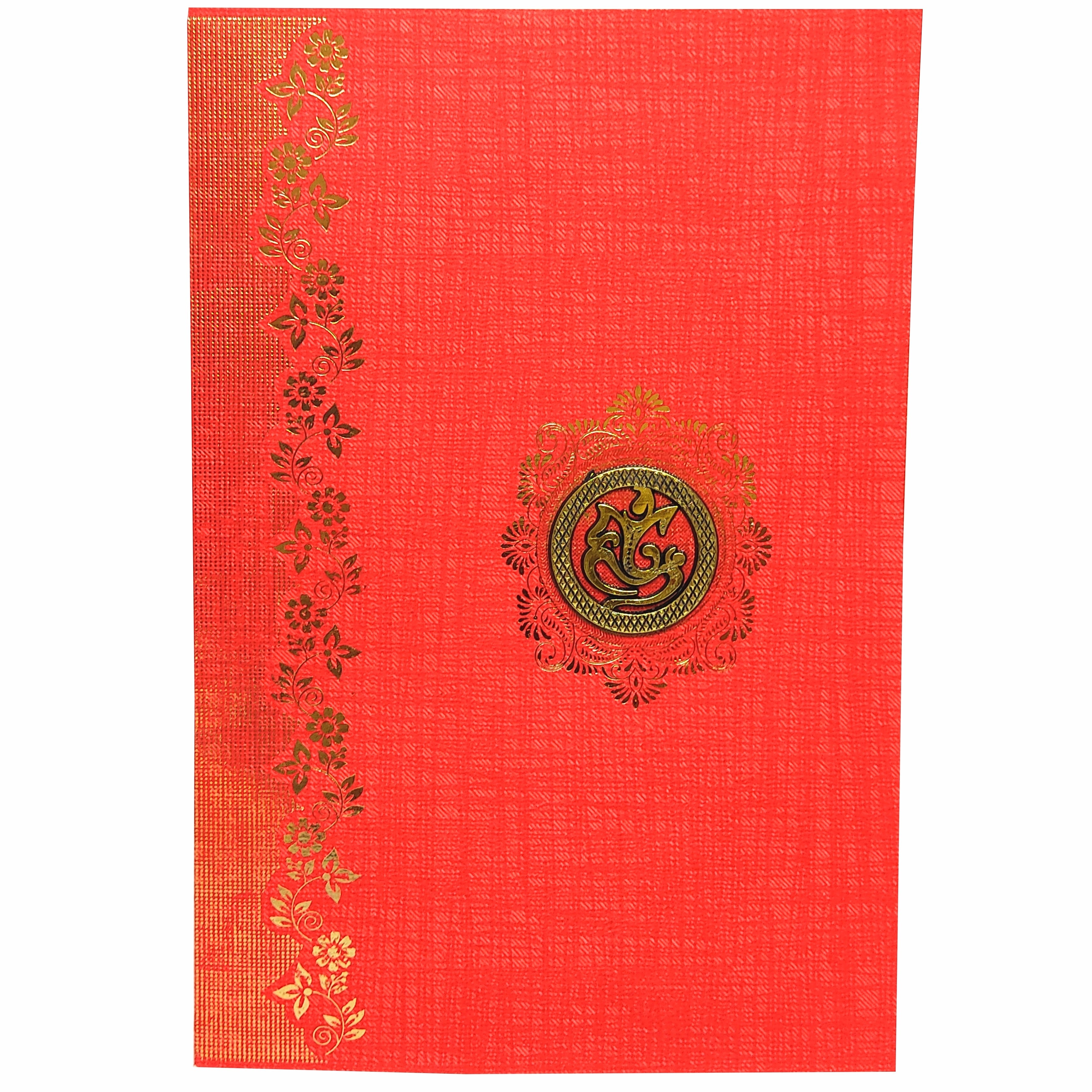Red Classic Paper Colour With Gold Foiling Floral Print Design-KNCPC606E