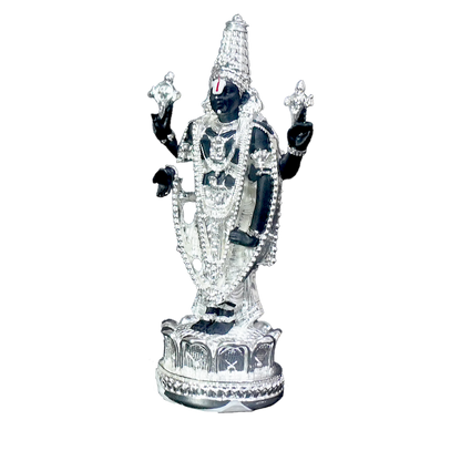 Balaji Idol in Black &amp; German Silver Finish-King of Cards