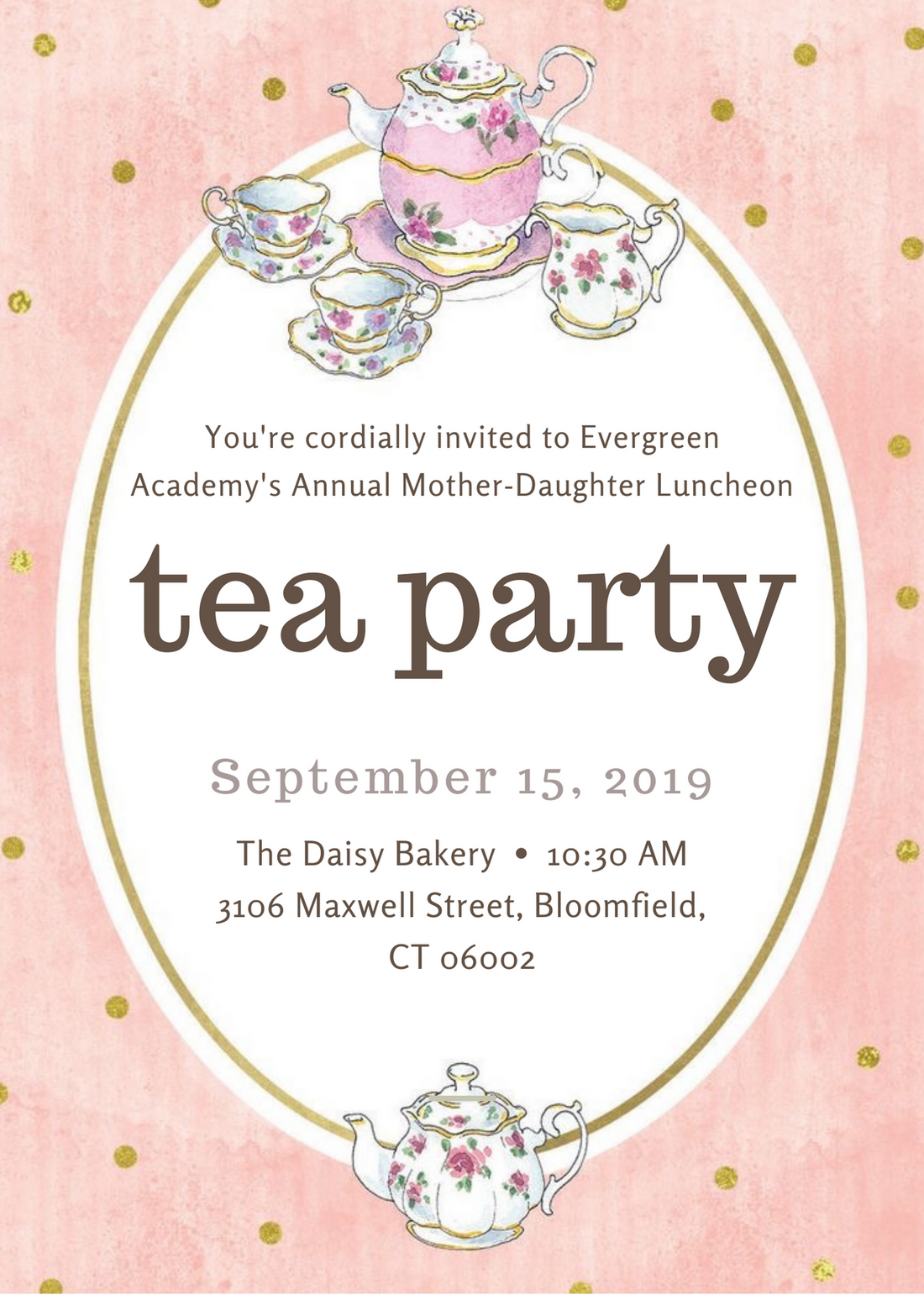 Pink Dotted Design Tea Invitation-AATEA004