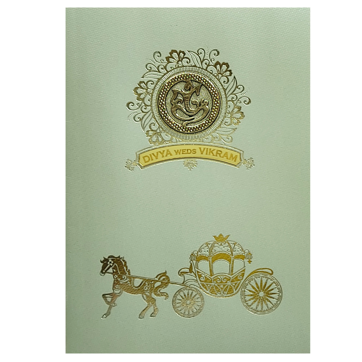 Olive Green Texture Sheet Wedding Card-KNKTGN036