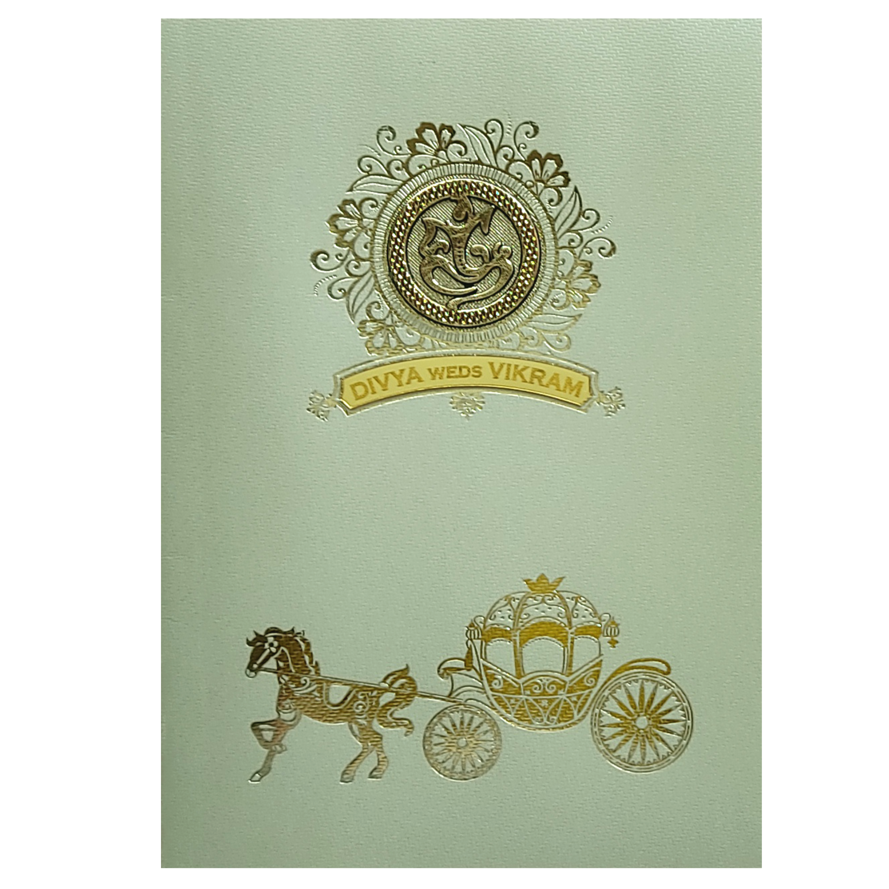 Olive Green Texture Sheet Wedding Card-KNKTGN036