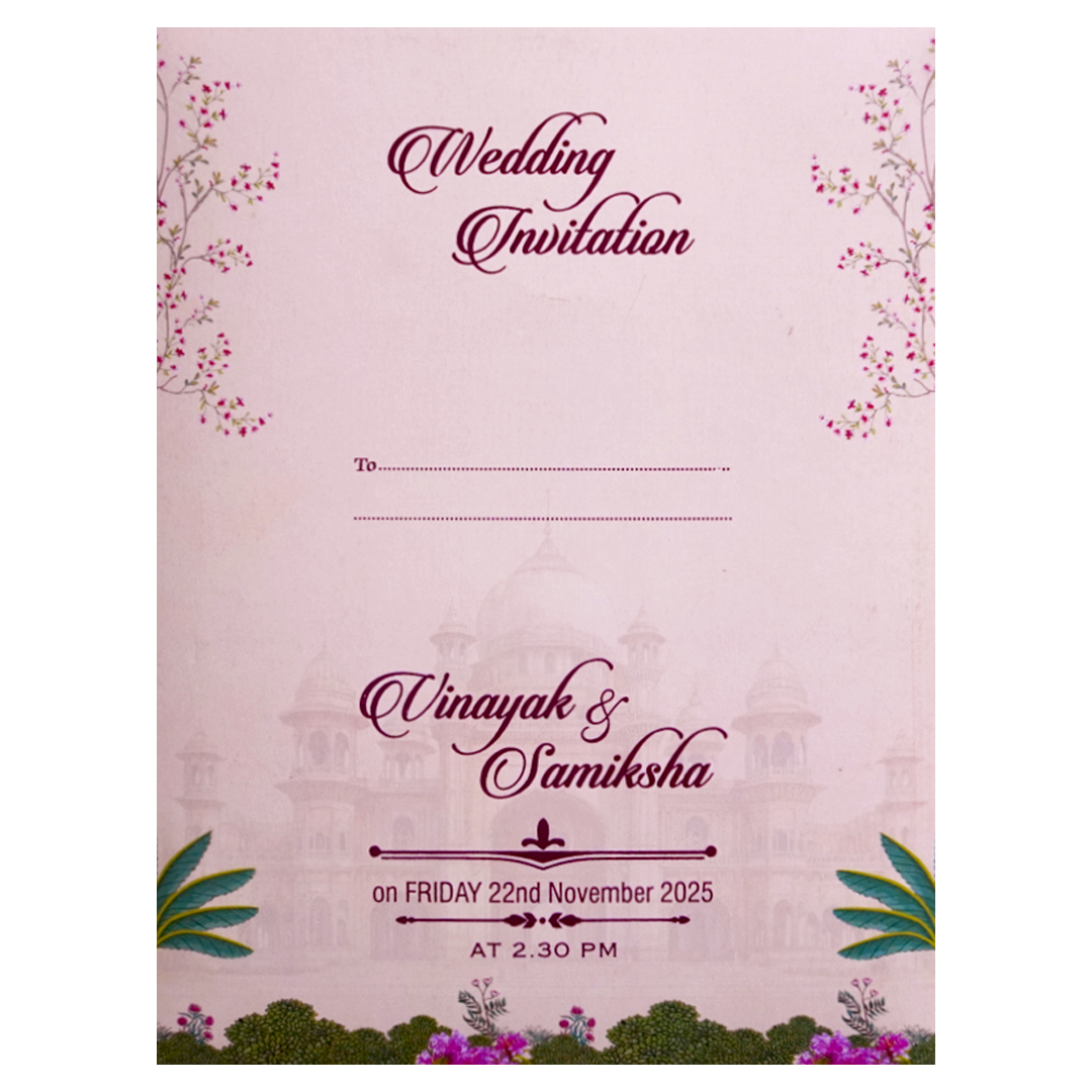 Pink Palace Themed Door - Style Wedding Card-KNKC4079