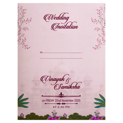 Pink Palace Themed Door - Style Wedding Card-KNKC4079
