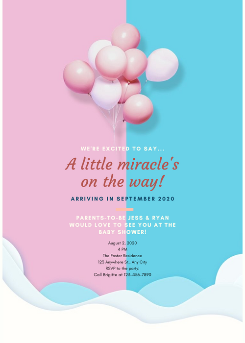 Pink And Blue Pregnancy Announcement Invitation-AAPAI001