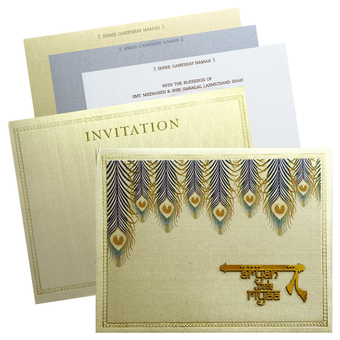 Make your event special with our exclusive Light Brown Feather Padded Invitation. Shop now! ?WhatsApp Support ?Express Delivery.