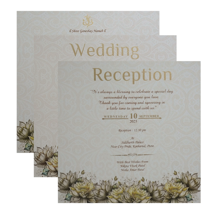 Cream Padded Premium Wedding Invitation-King of Cards