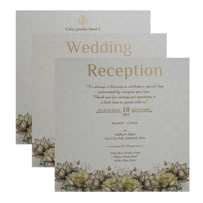 Cream Padded Premium Wedding Invitation-King of Cards