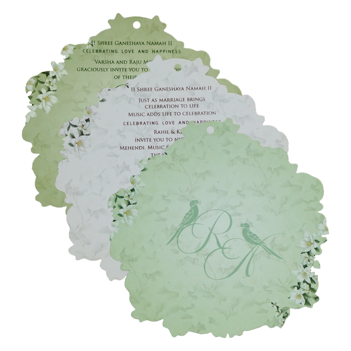 Green Floral MDF Wedding Card-King of Cards