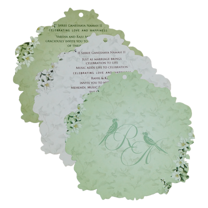 Green Floral MDF Wedding Card-King of Cards
