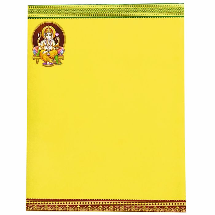 Yellow Classic Offset Balaji Padmavathi With Ganesha Invitation-KNK10780-King of Cards
