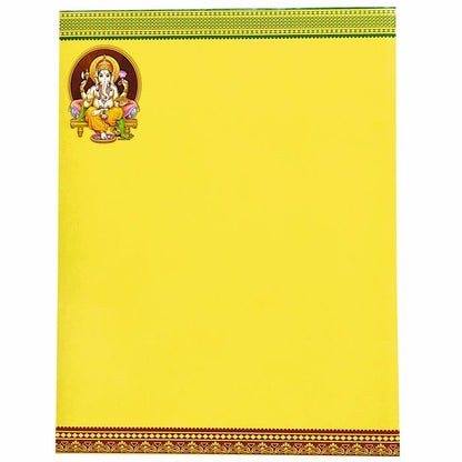 Yellow Classic Offset Balaji Padmavathi With Ganesha Invitation-KNK10780-King of Cards