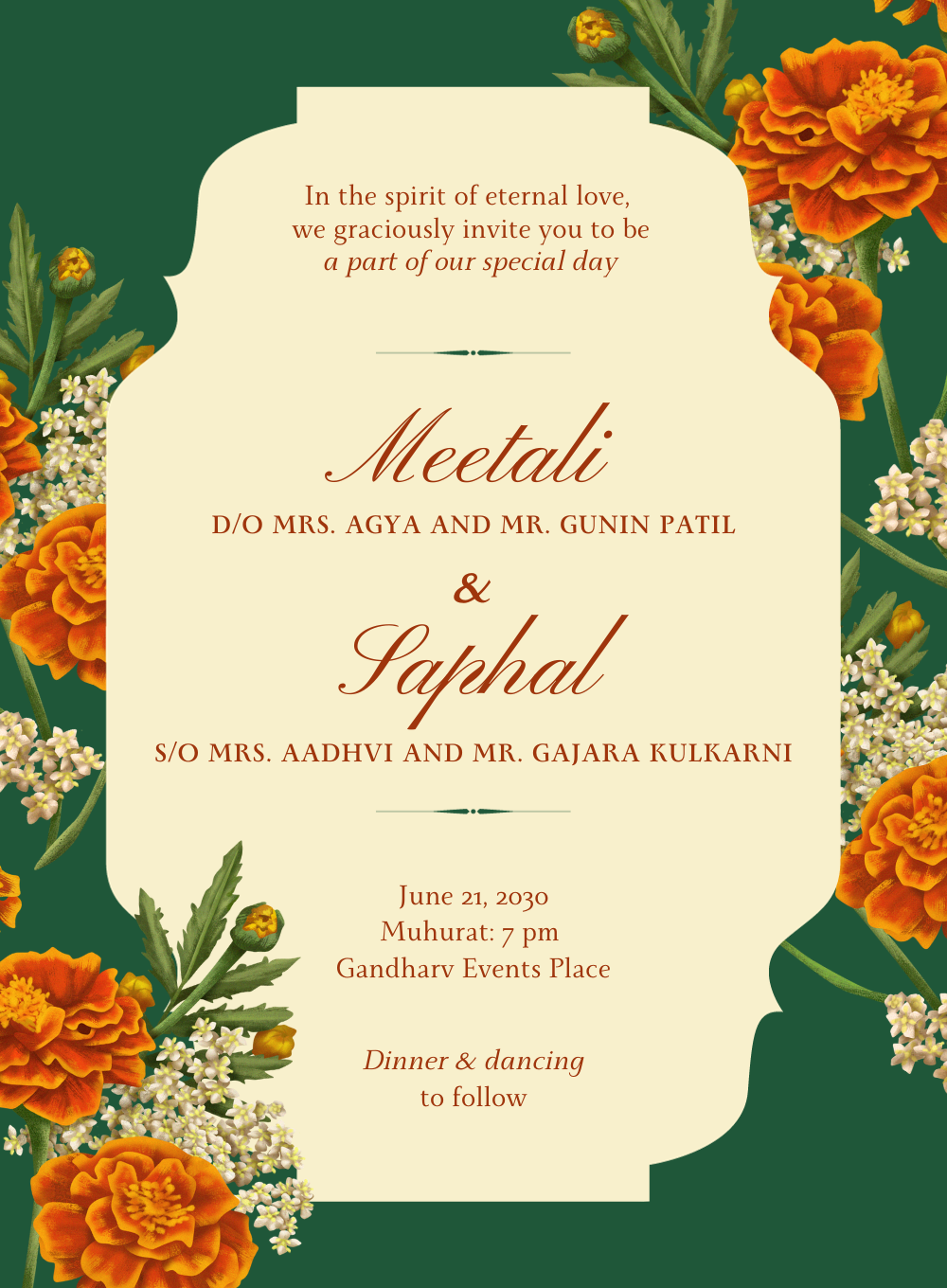 Generic Green Red Wedding Invitation-EINK0042
