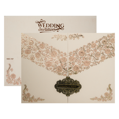 Check out Pink Floral Padded Wedding Card at best price.✅WhatsApp Support ✅Express Delivery.|King of cards.