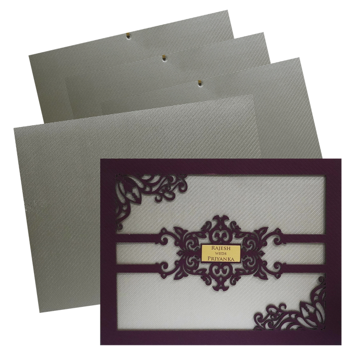 Metallic Pink Floral MDF Invitation Card-King of Cards