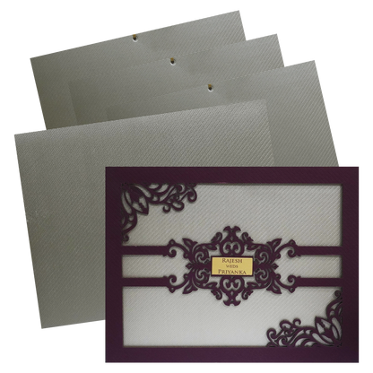 Metallic Pink Floral MDF Invitation Card-KSI11580