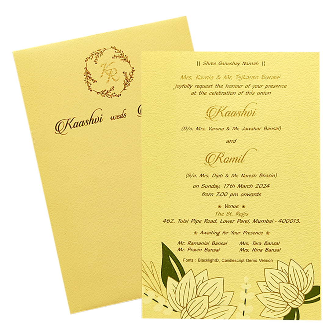 Check out the collection of Gold Exquisite Floral Wedding Invitation Card at best price. Order now! ?WhatsApp Support ?Express Delivery.