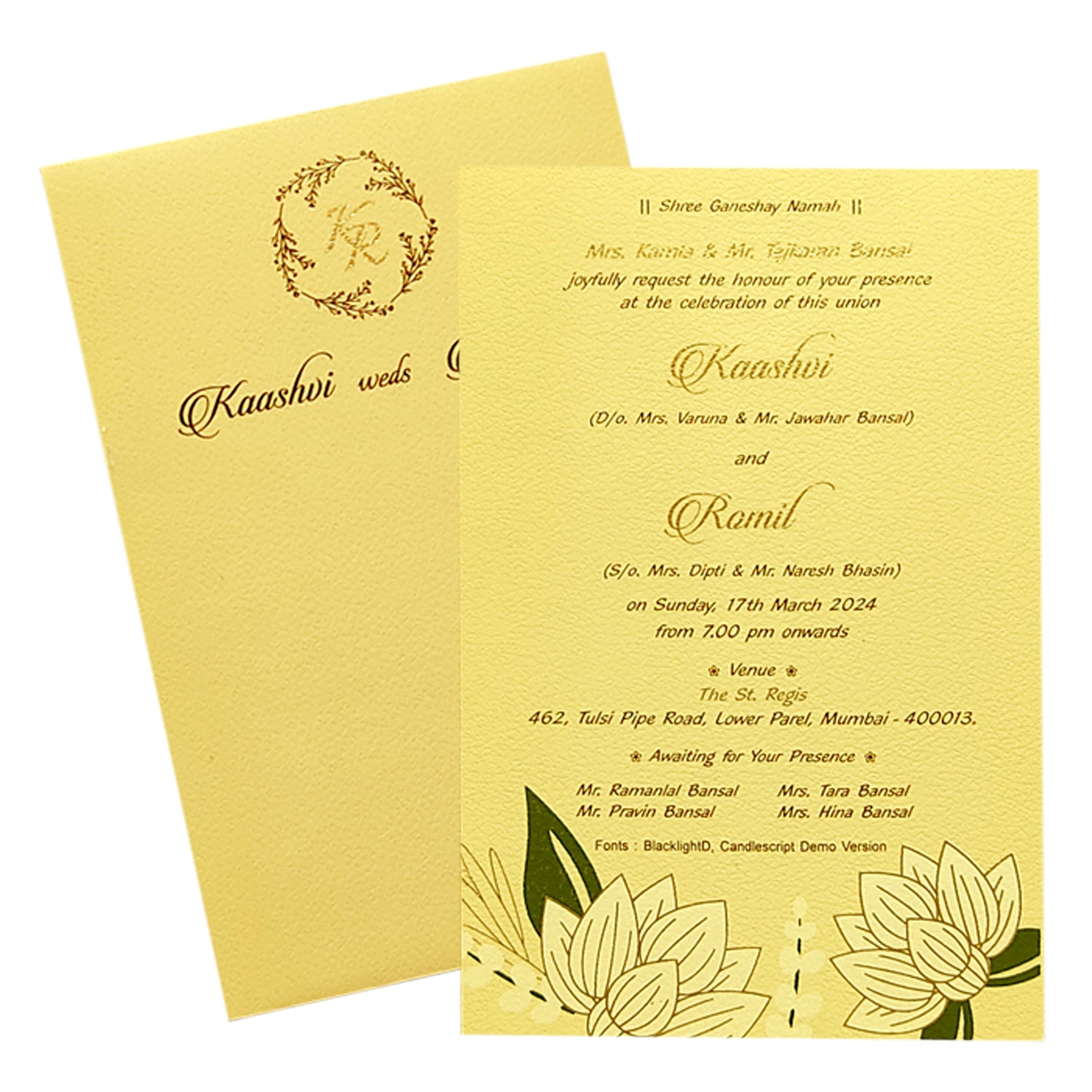 Check out the collection of Gold Exquisite Floral Wedding Invitation Card at best price. Order now! ?WhatsApp Support ?Express Delivery.